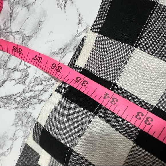 NWT Loft gingham check linen blend puff sleeve button down dress Sz 6 petite - Picture 5 of 8